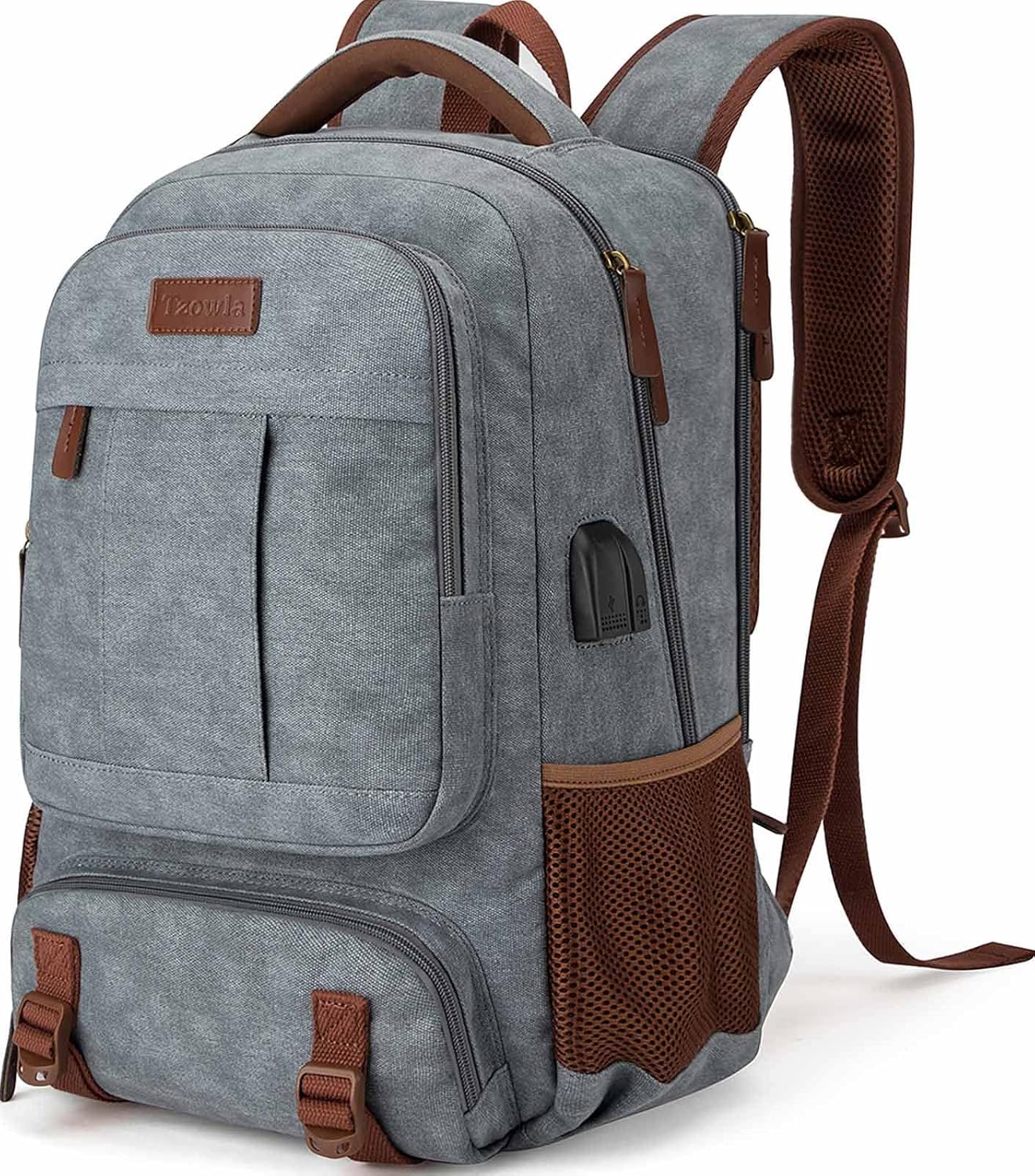 Anti-theft canvas laptop and travel rucksack with USB port – suitable for laptops up to 43.94 cm