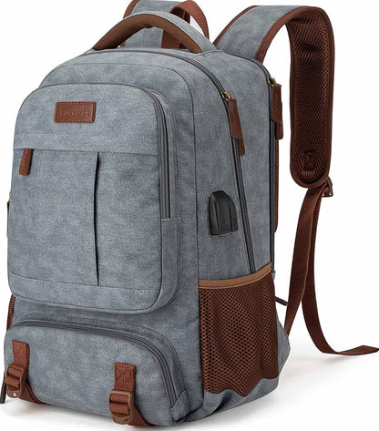 Anti-theft canvas laptop and travel rucksack with USB port – suitable for laptops up to 43.94 cm