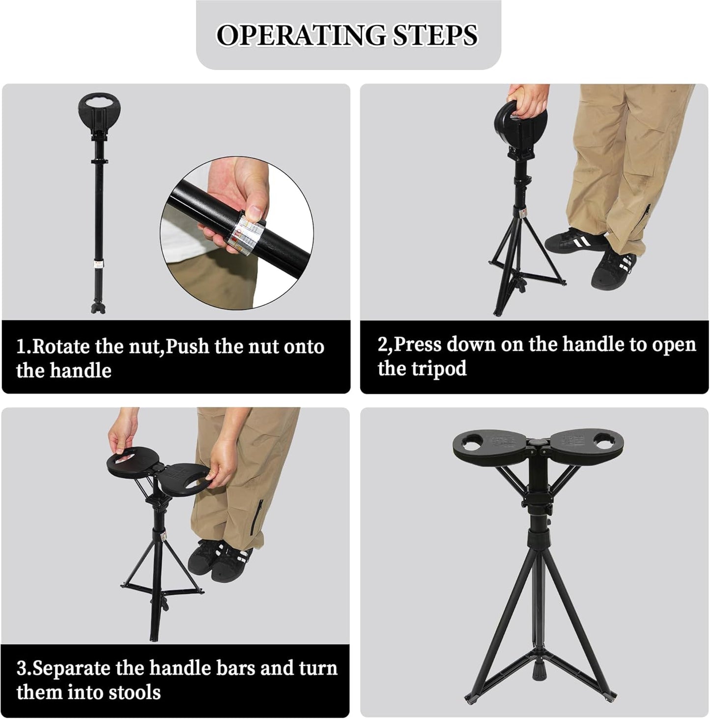 Folding walking stick with seat – StepMate