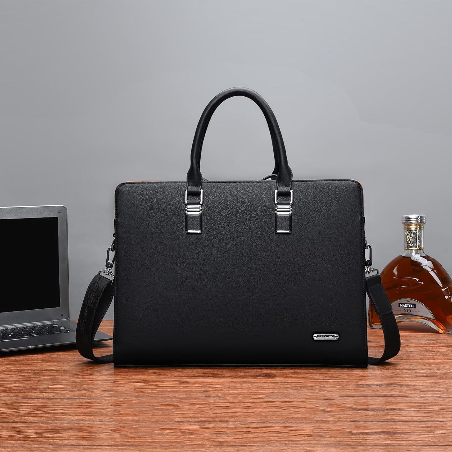 Genuine leather multi-compartment business laptop bag for professionals