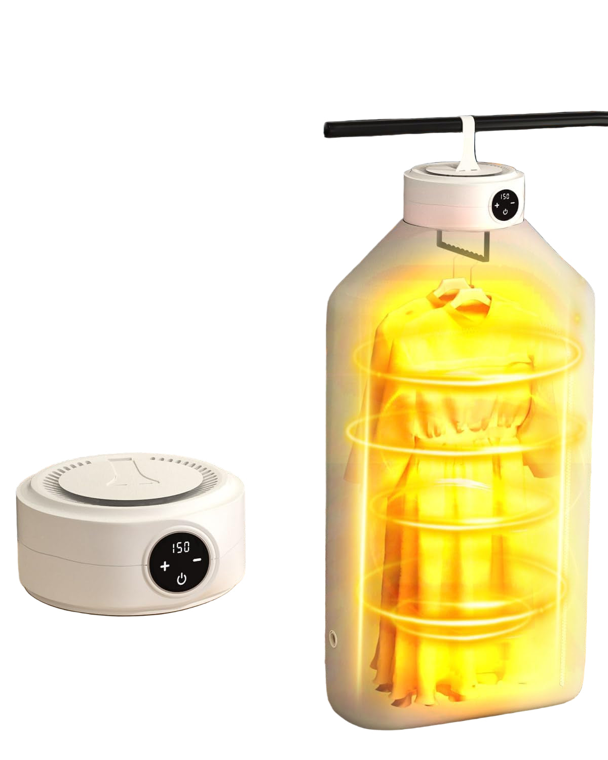 Portable clothes dryer with foldable bag for small spaces