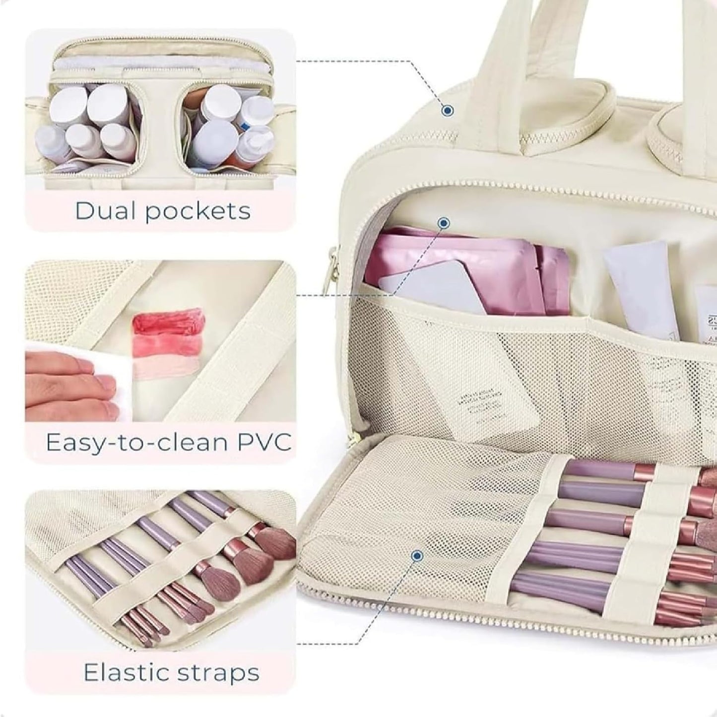 Travel cosmetic bag – Large waterproof toiletry and make-up organiser (4-in-1) – Selvane