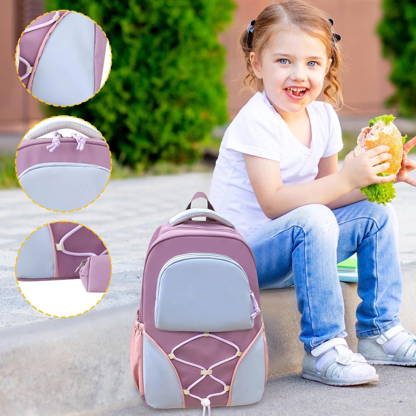School backpack set – large-capacity backpack for pupils with pencil case and pockets – Nivora