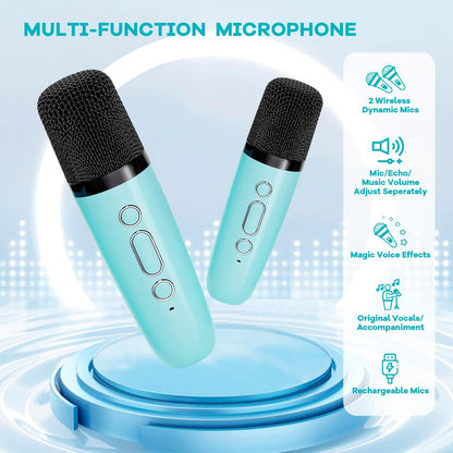 Portable mini karaoke machine with Bluetooth speaker and 2 wireless microphones – Veylo