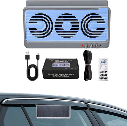 Solar Car Window Fan – Dual Duct Ventilation, Exhaust and Cooling Accessory – Aurovent