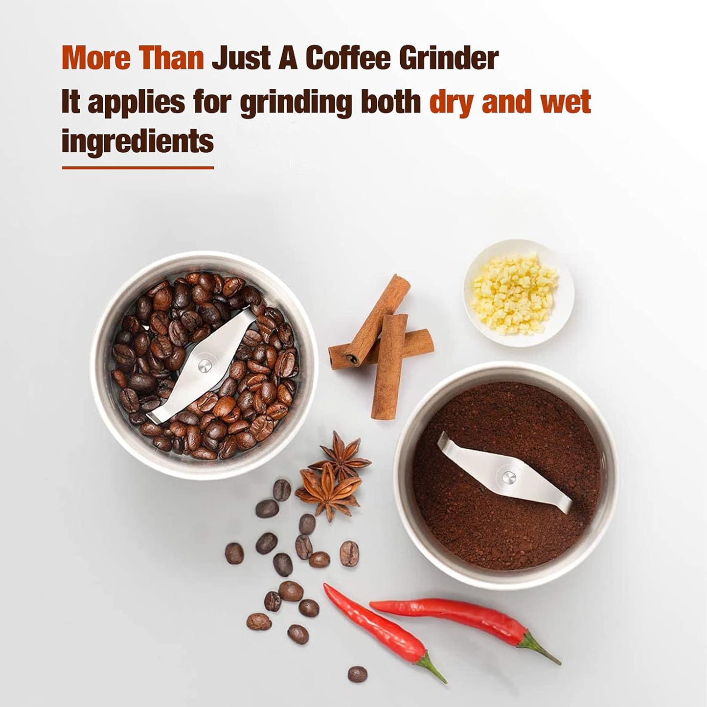 Electric coffee and spice grinder with removable cup – BrewMate