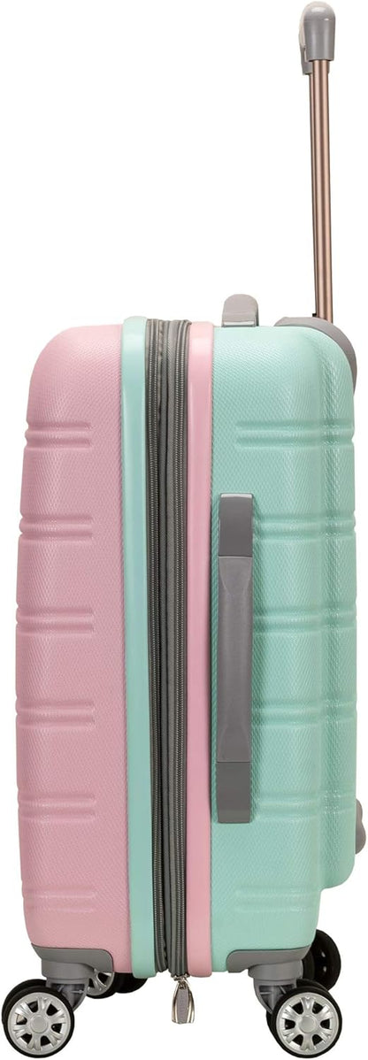 Lightweight expandable hard-shell suitcases with twin spinner wheels