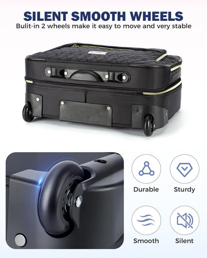 15.6" rolling suitcase for a laptop with multiple compartments and airline-approved dimensions