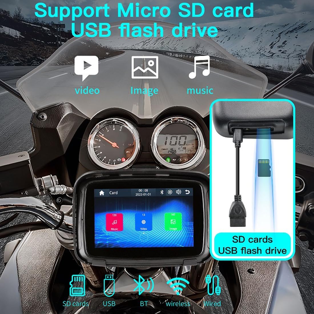 Portable motorcycle monitor with 5" (12.7 cm) IPS display – RideMate