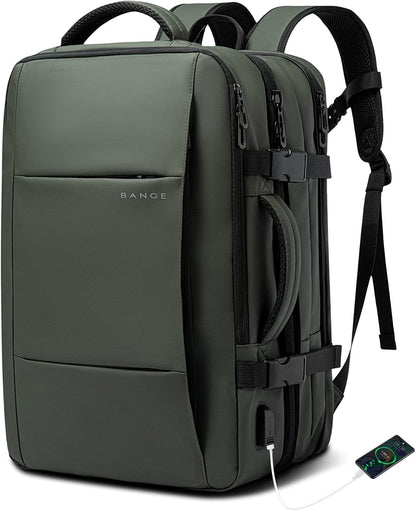 Expandable 26–45 L waterproof travel backpack with laptop compartment and duffel option.