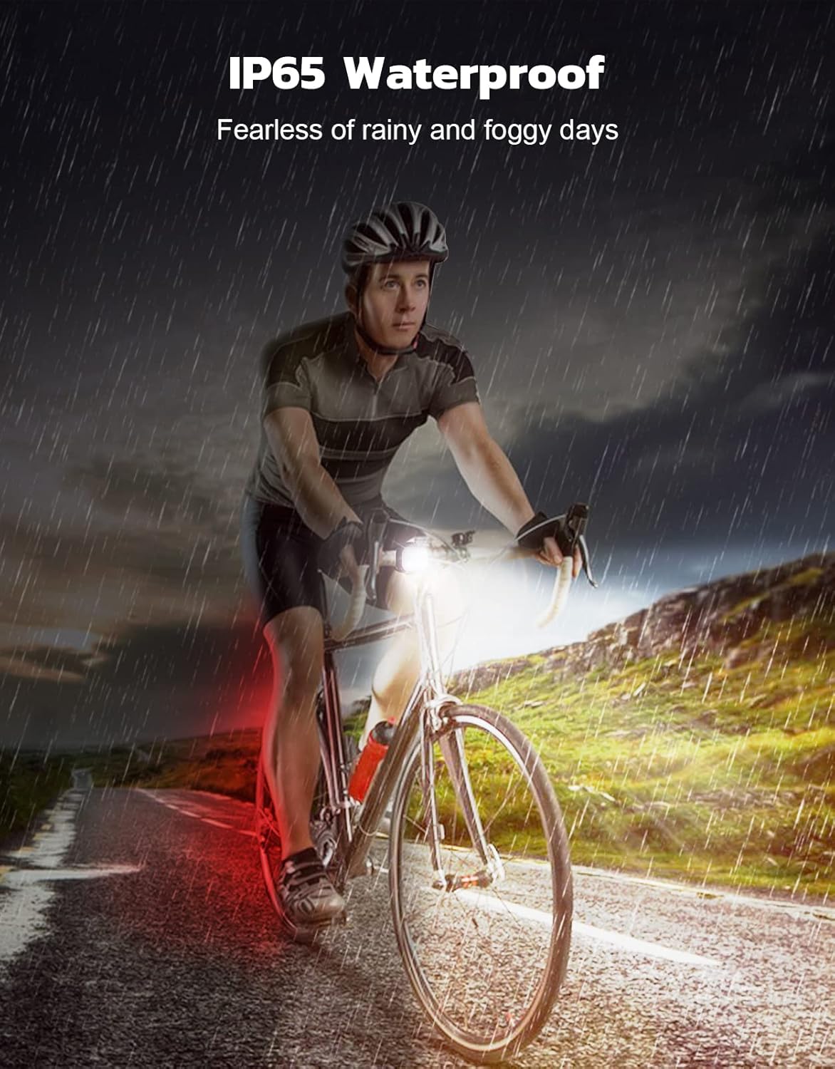 Ultra-slim USB-rechargeable bicycle light set with 4+6 modes – SlimBeam