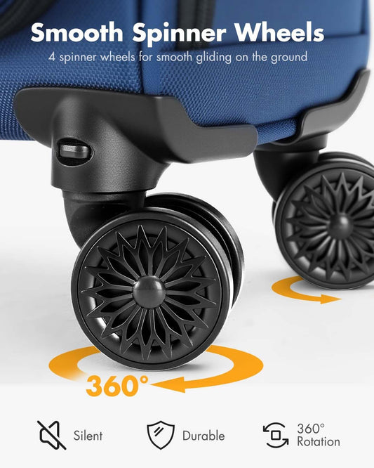 Airline-approved under-seat hand luggage with spinner wheels and a laptop compartment