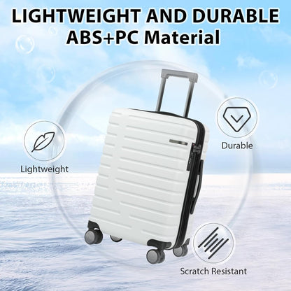 Extendable hard-shell suitcase with spinner wheels and TSA lock.
