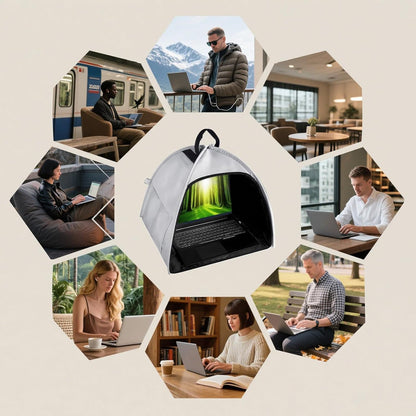 Laptop sunshade – Foldable anti‑glare privacy tent for 13–16‑inch devices – Travory