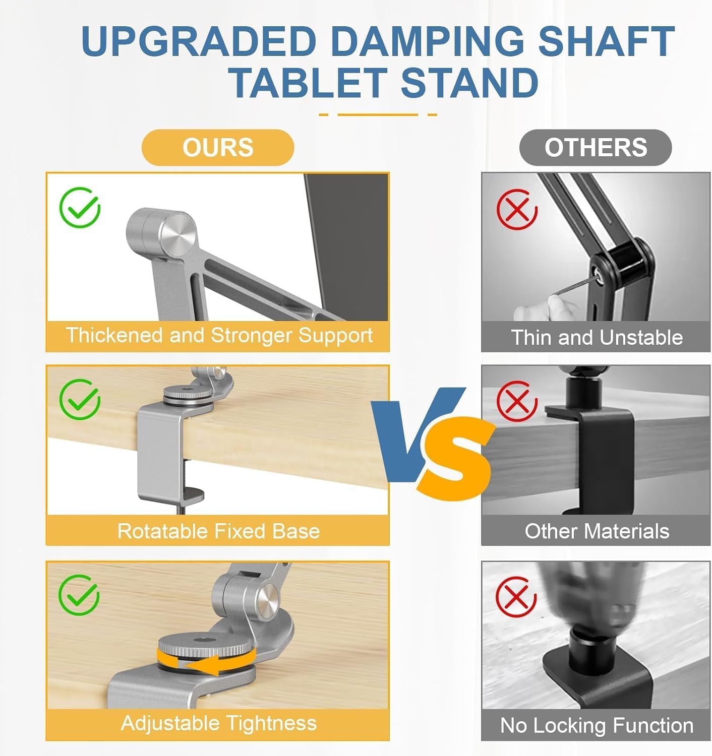 Adjustable aluminium tablet stand with 360° rotation – Movaro
