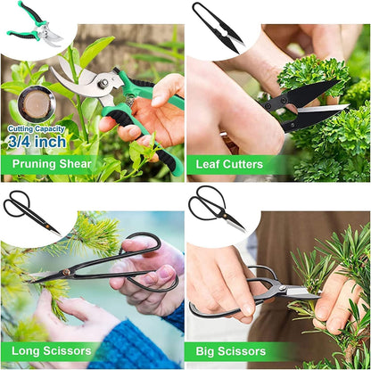 24-piece bonsai tree care kit with high-alloy steel tools and PU leather case – Sevora