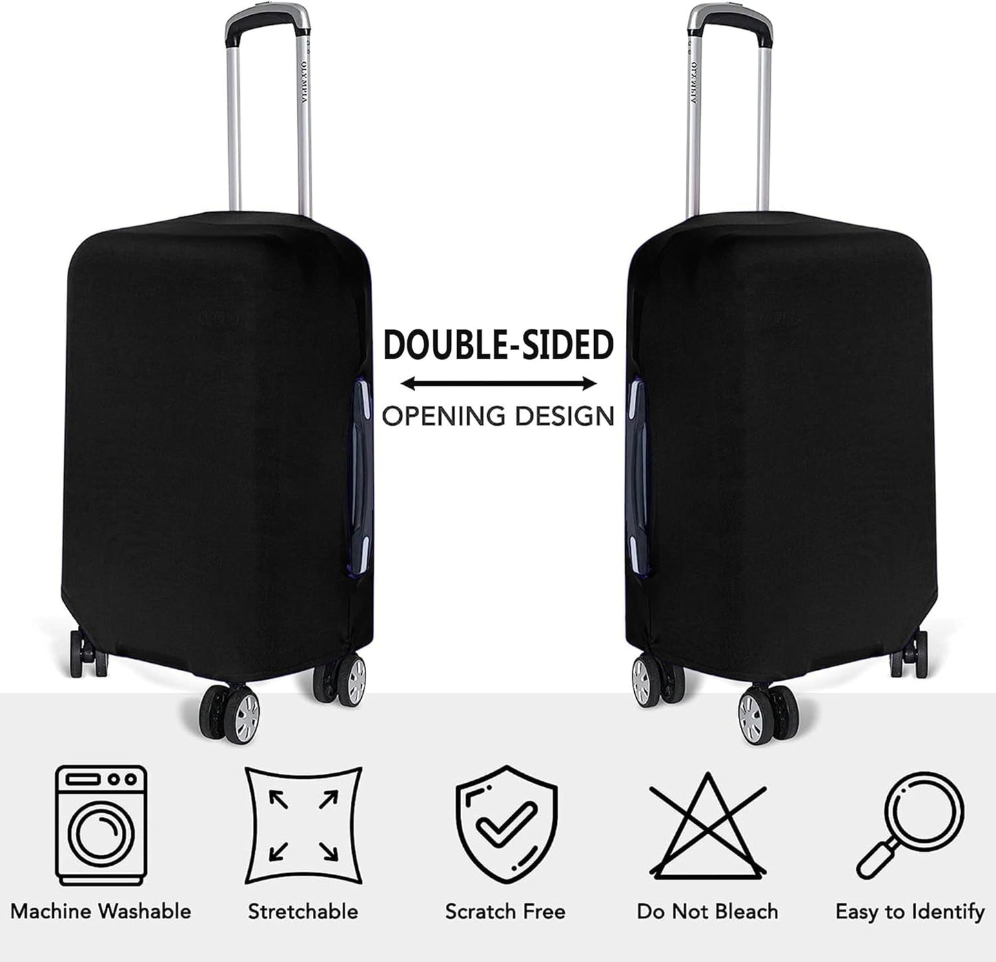 3-piece stretchable suitcase cover set with tear resistance and dust protection