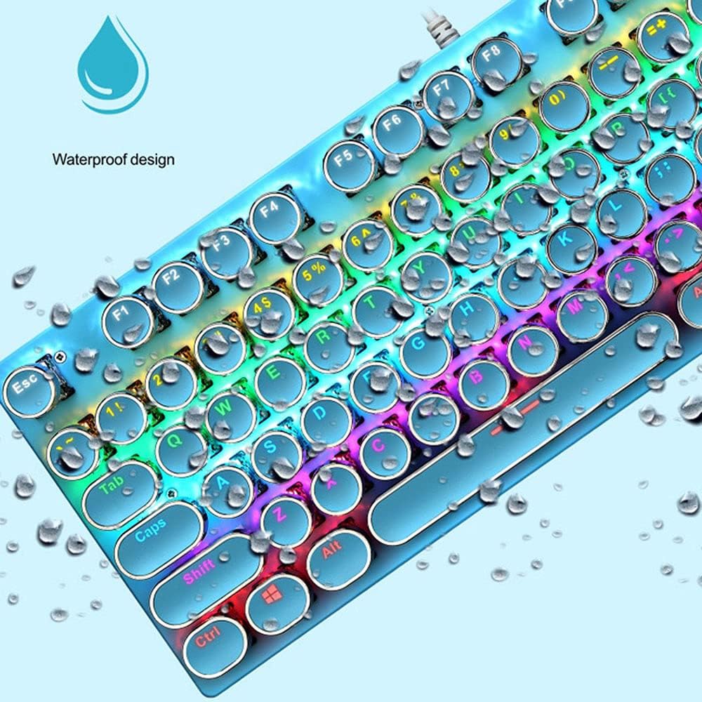 87-key mechanical gaming keyboard with RGB backlighting, blue switches