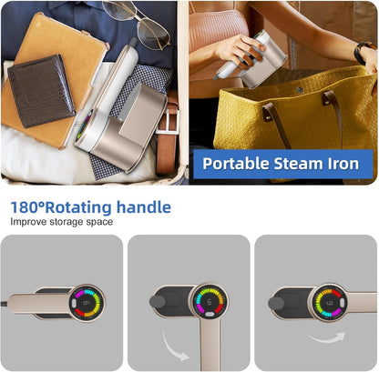 Portable travel steam iron, 1,200 W, with 6 modes and AU plug