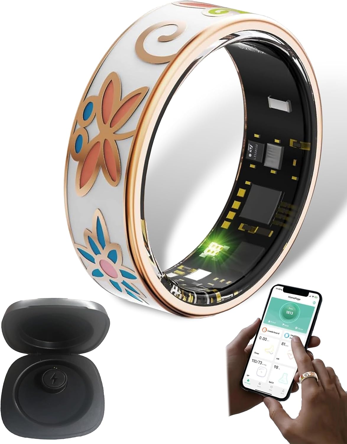 Smart Enamel Wellness Ring – Fitness and Sleep Tracker for iOS and Android – Aurina