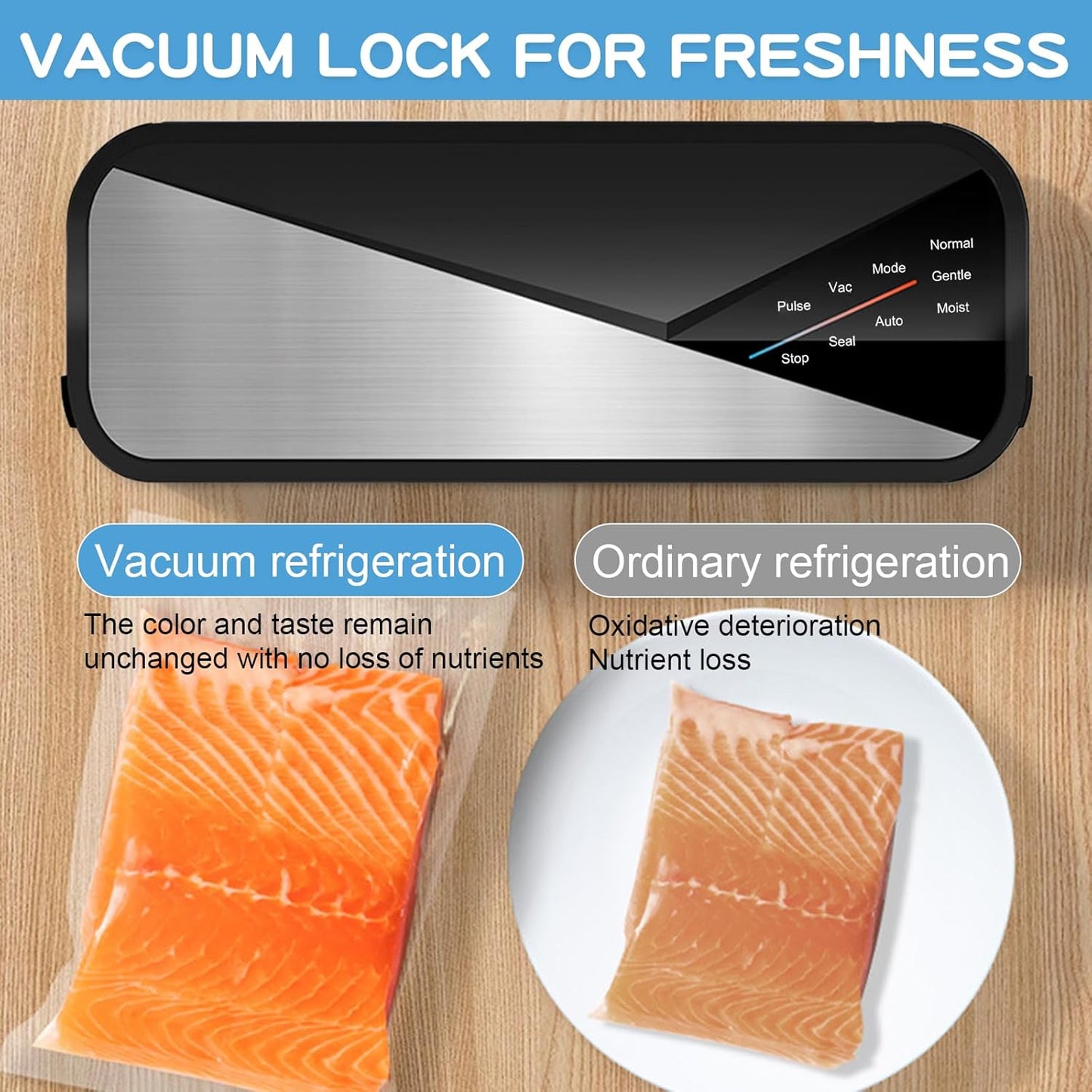 6-in-1 vacuum sealer with 80 kPa suction power and 30 cm sealing strip – Fresvyn