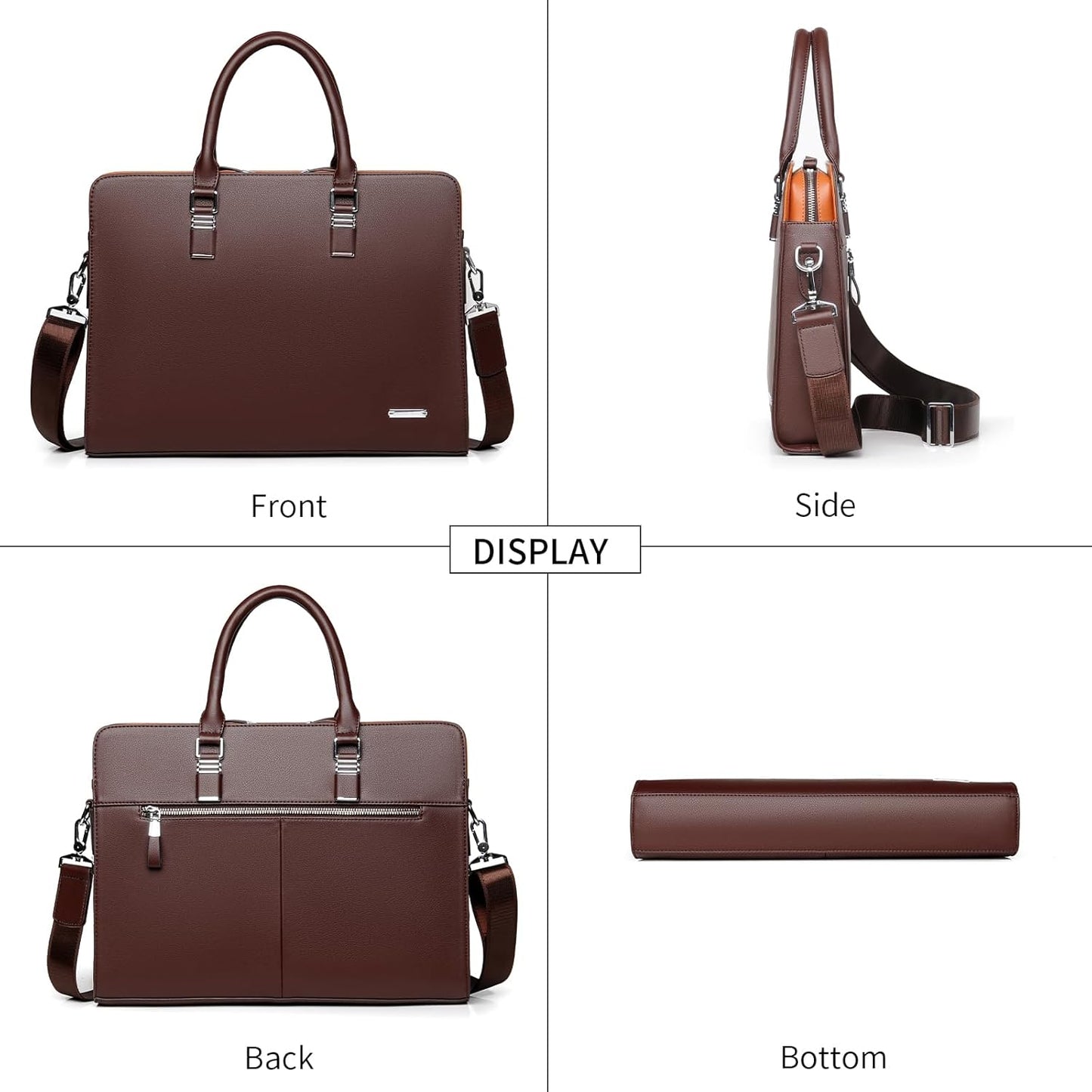 Genuine leather multi-compartment business laptop bag for professionals