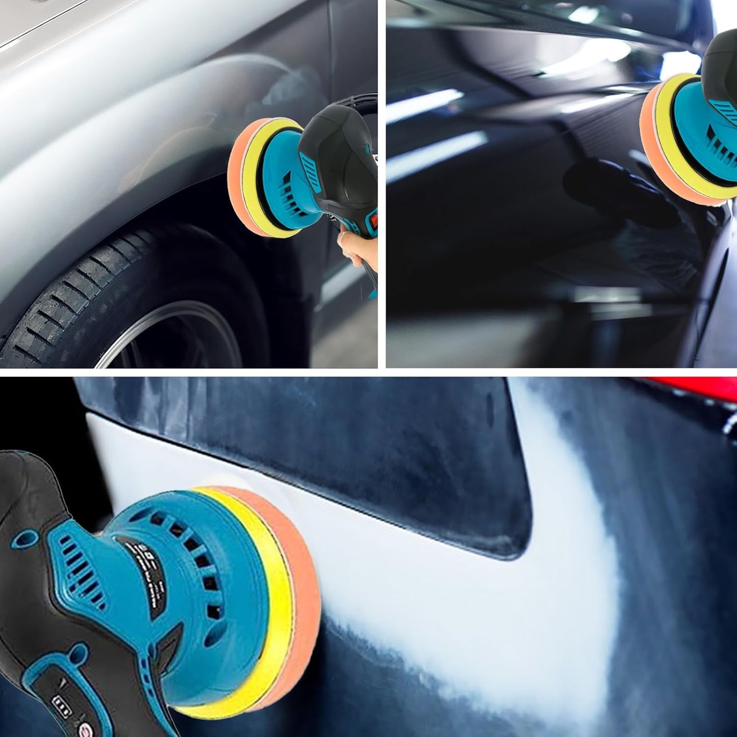 Cordless car polisher with dual batteries and 8-speed control – Torvex
