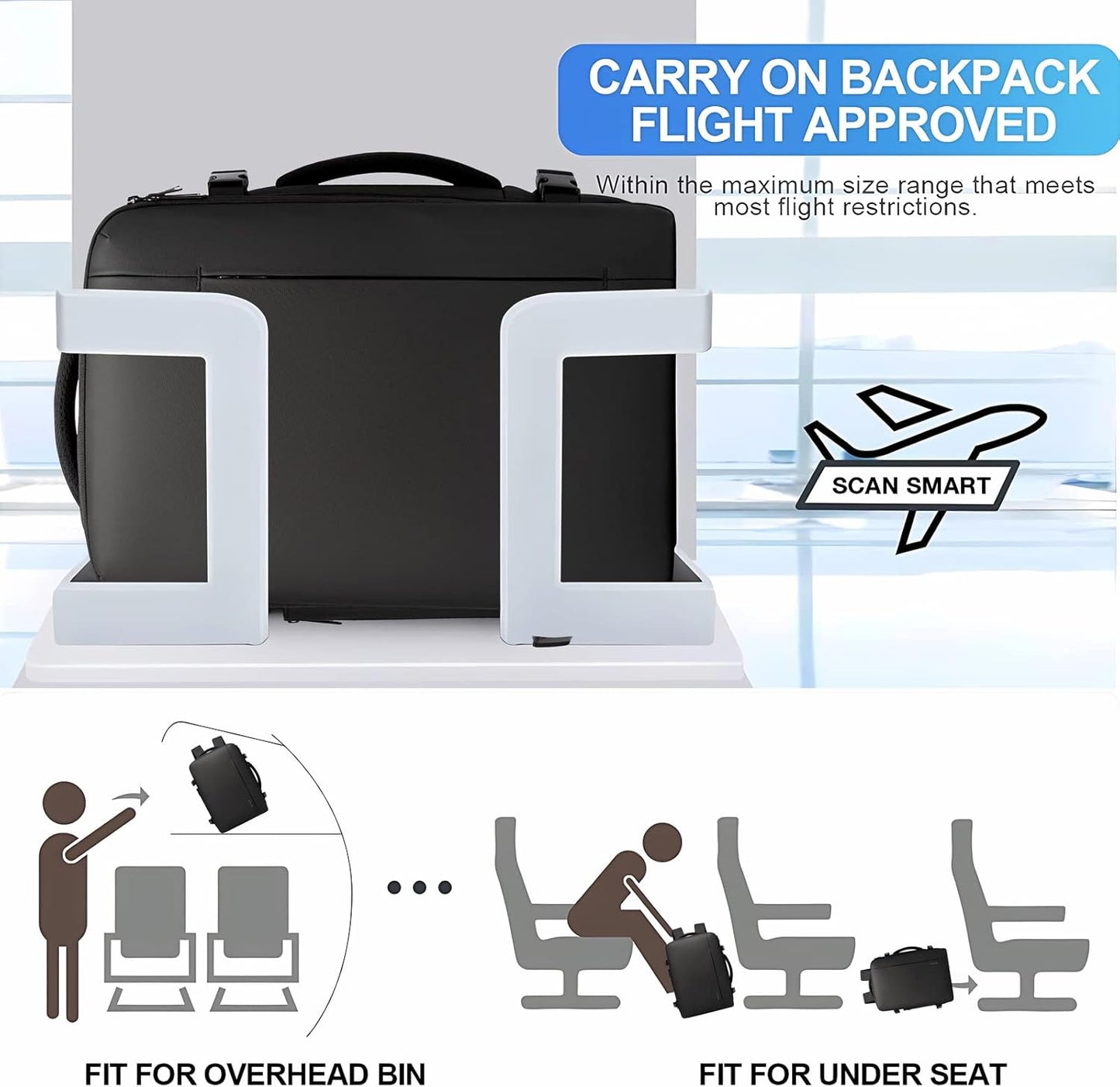 Expandable 26–45 L waterproof travel backpack with laptop compartment and duffel option.