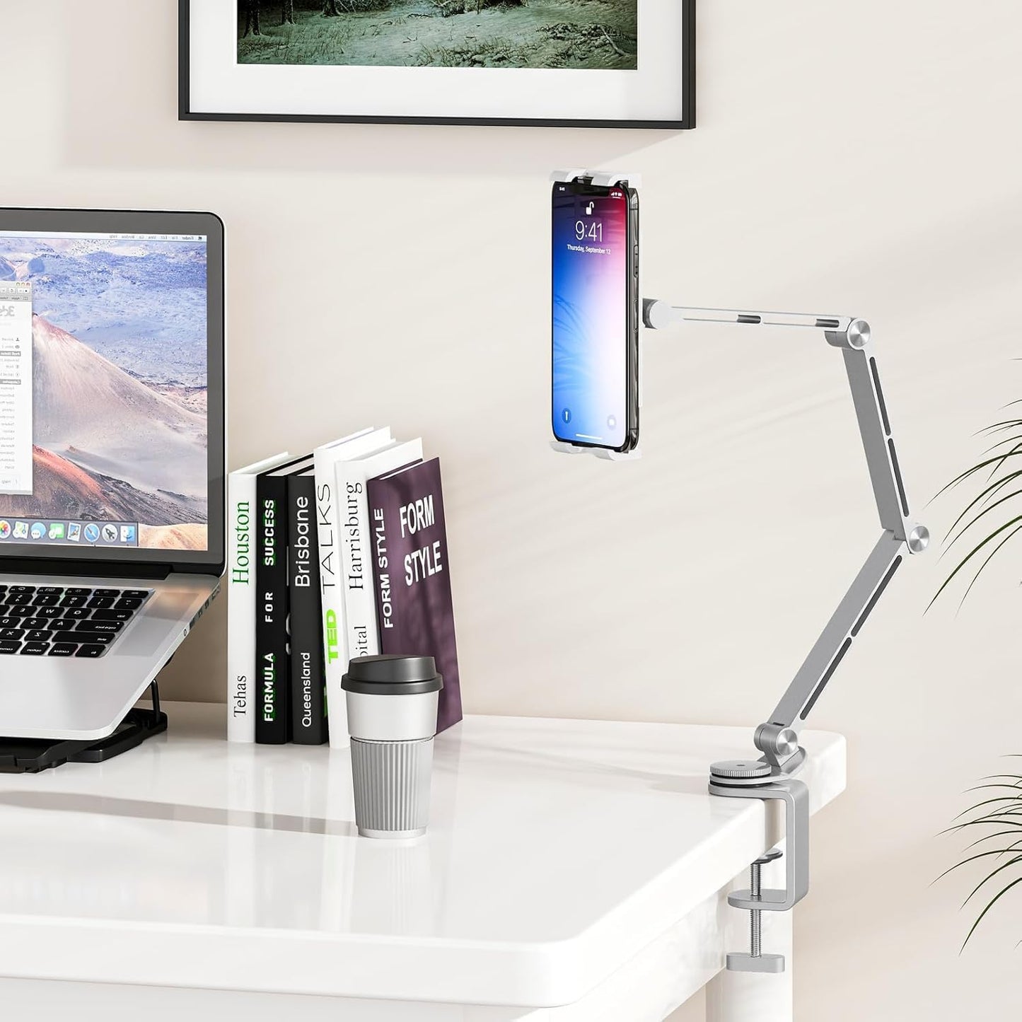 Adjustable aluminium tablet stand with 360° rotation – Movaro