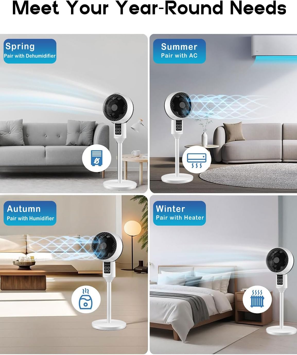 Adjustable pedestal fan with 3D oscillation – Aerion