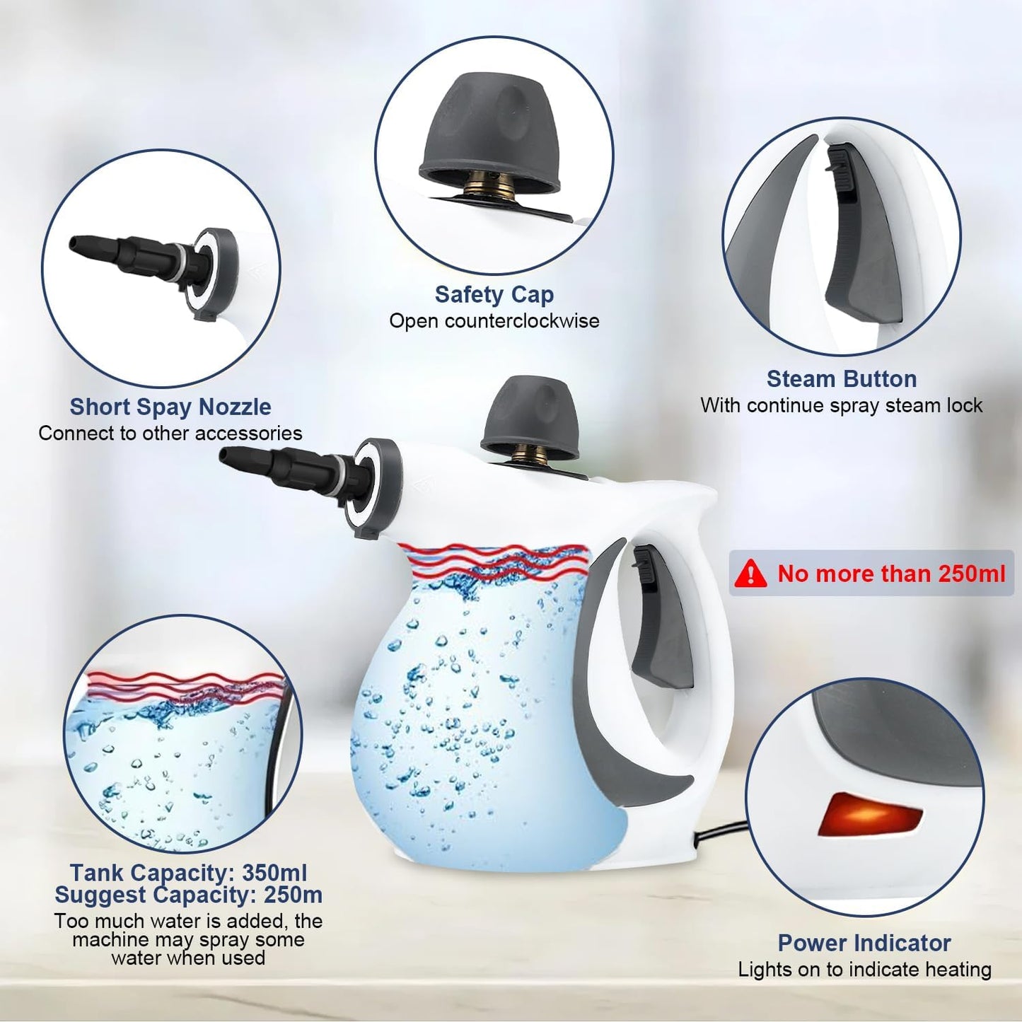 High-pressure handheld steam cleaner with 9-piece accessory set – Valtira