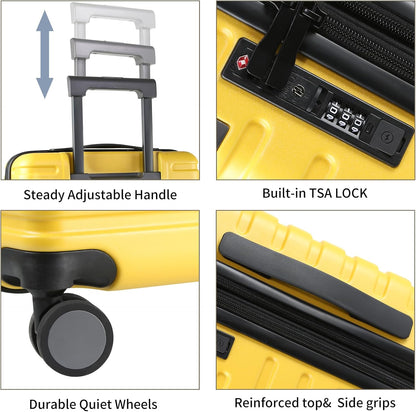 Extendable hard-shell suitcase with spinner wheels and TSA lock.
