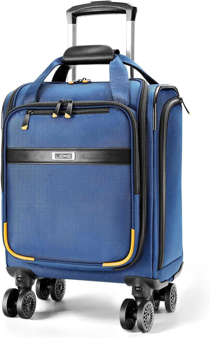 Airline-approved under-seat hand luggage with spinner wheels and a laptop compartment