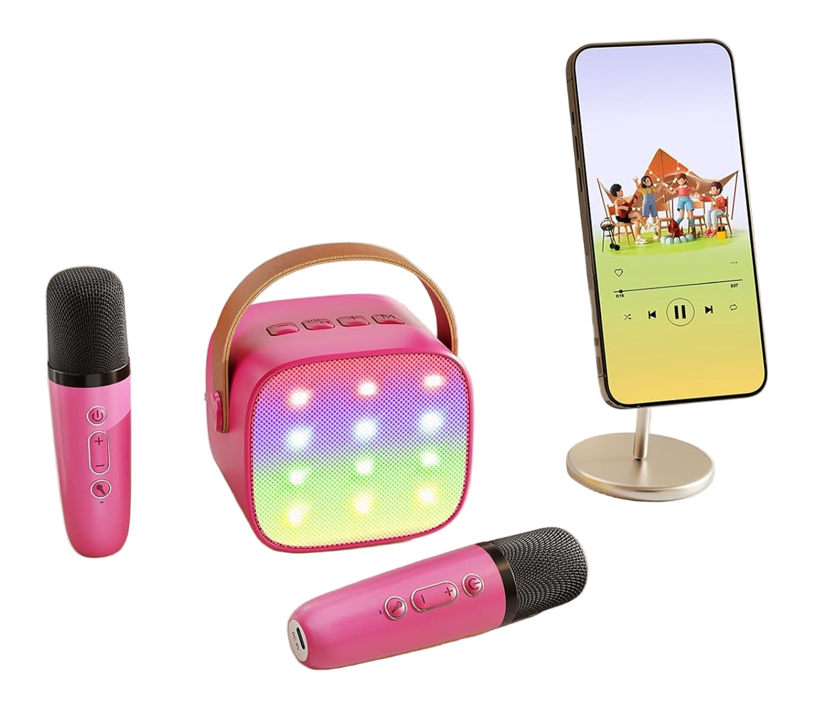 Portable mini karaoke machine with Bluetooth speaker and 2 wireless microphones – Veylo