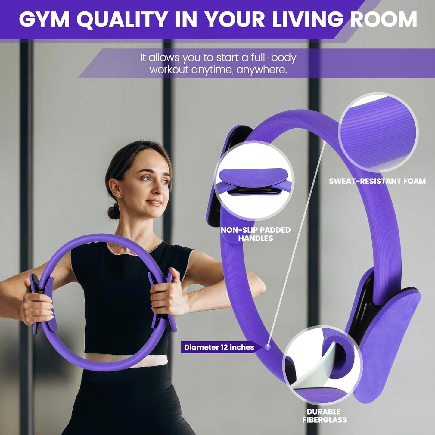 9-piece Pilates set for home use with ring, ball, resistance bands and non-slip socks