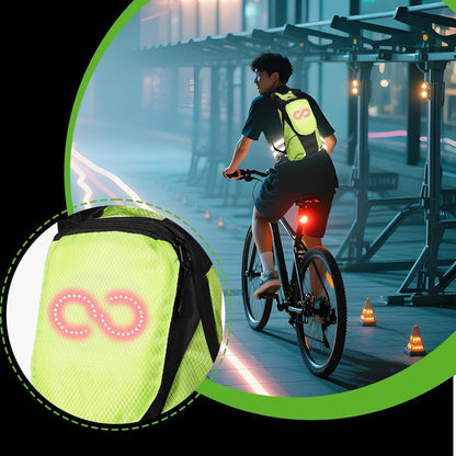 LED motorbike rucksack – illuminated safety bag for outdoor and night rides – Lumaro
