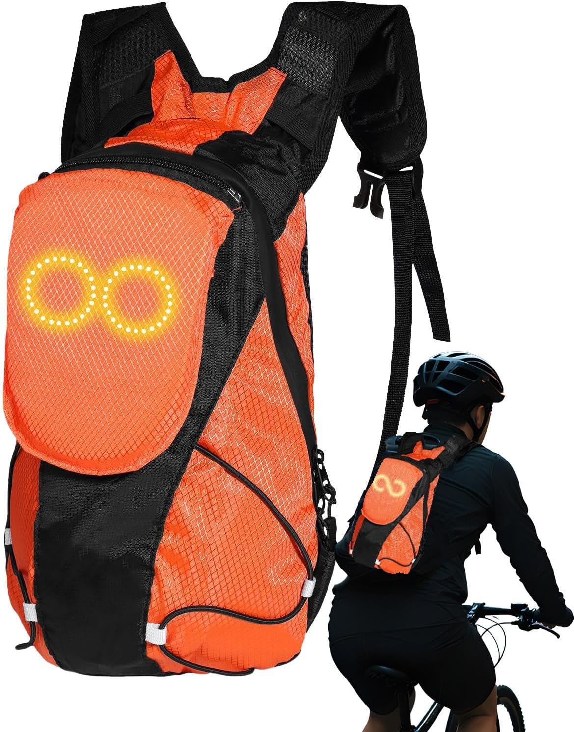 LED motorbike rucksack – illuminated safety bag for outdoor and night rides – Lumaro