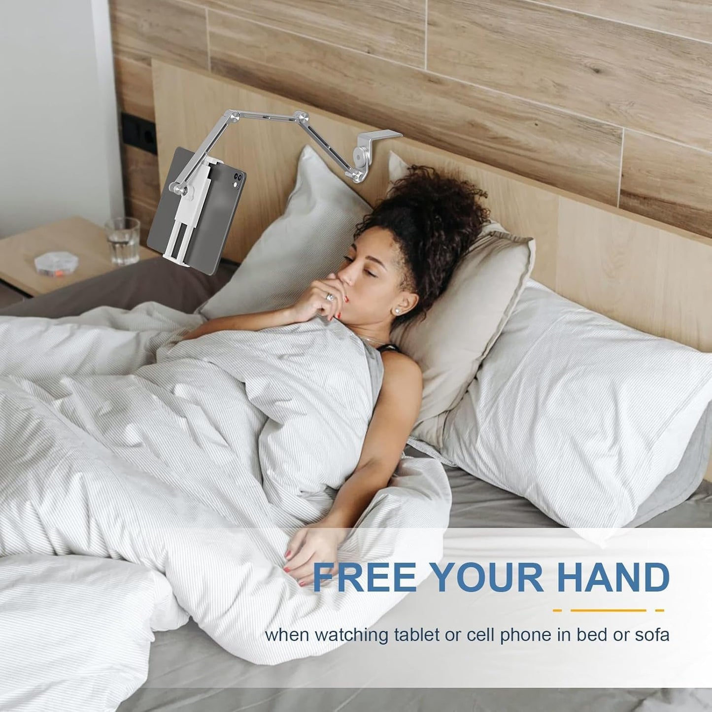 Adjustable aluminium tablet stand with 360° rotation – Movaro