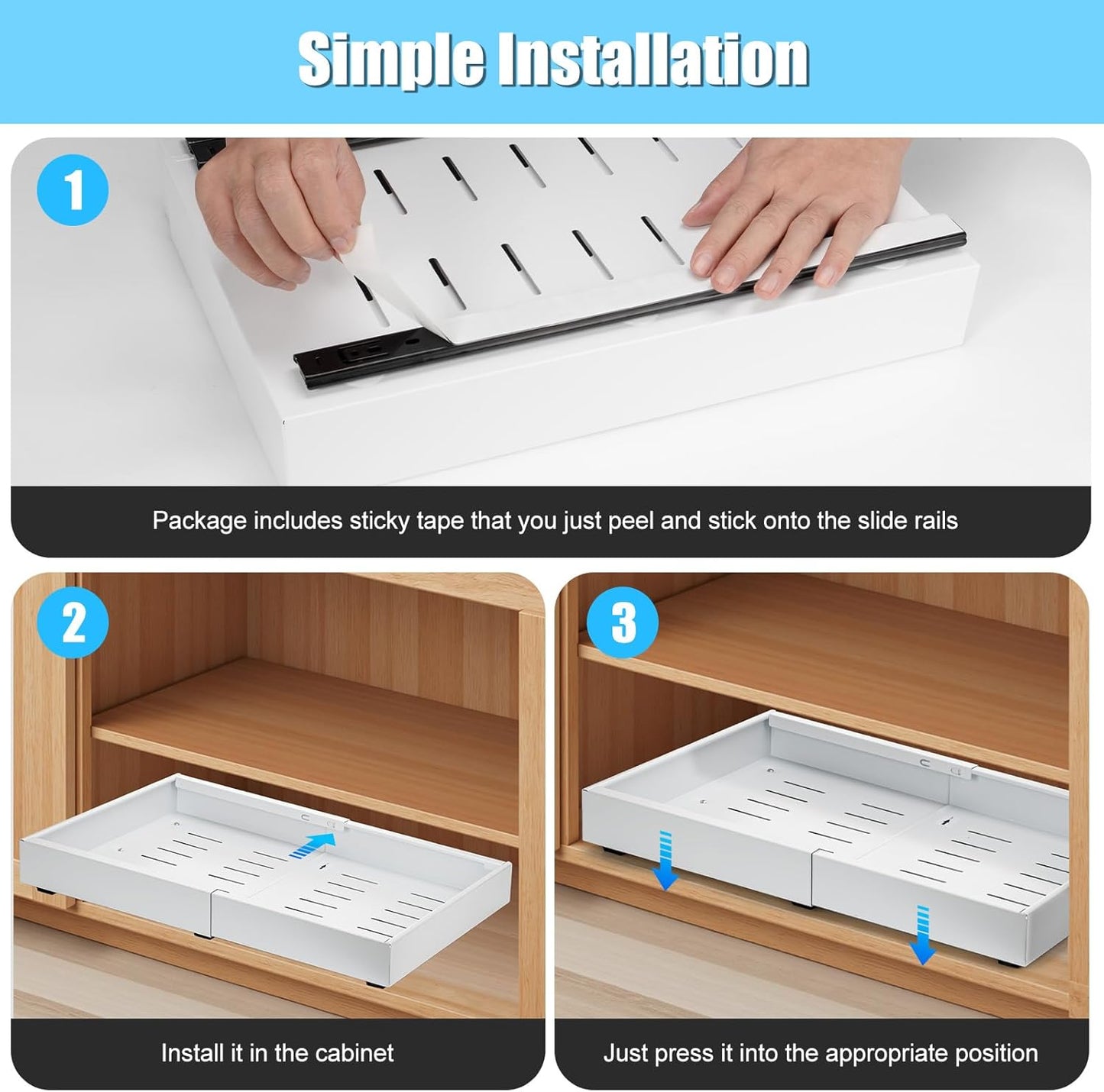 Pack of 2 extendable pull-out drawers for cupboards – StoreEase
