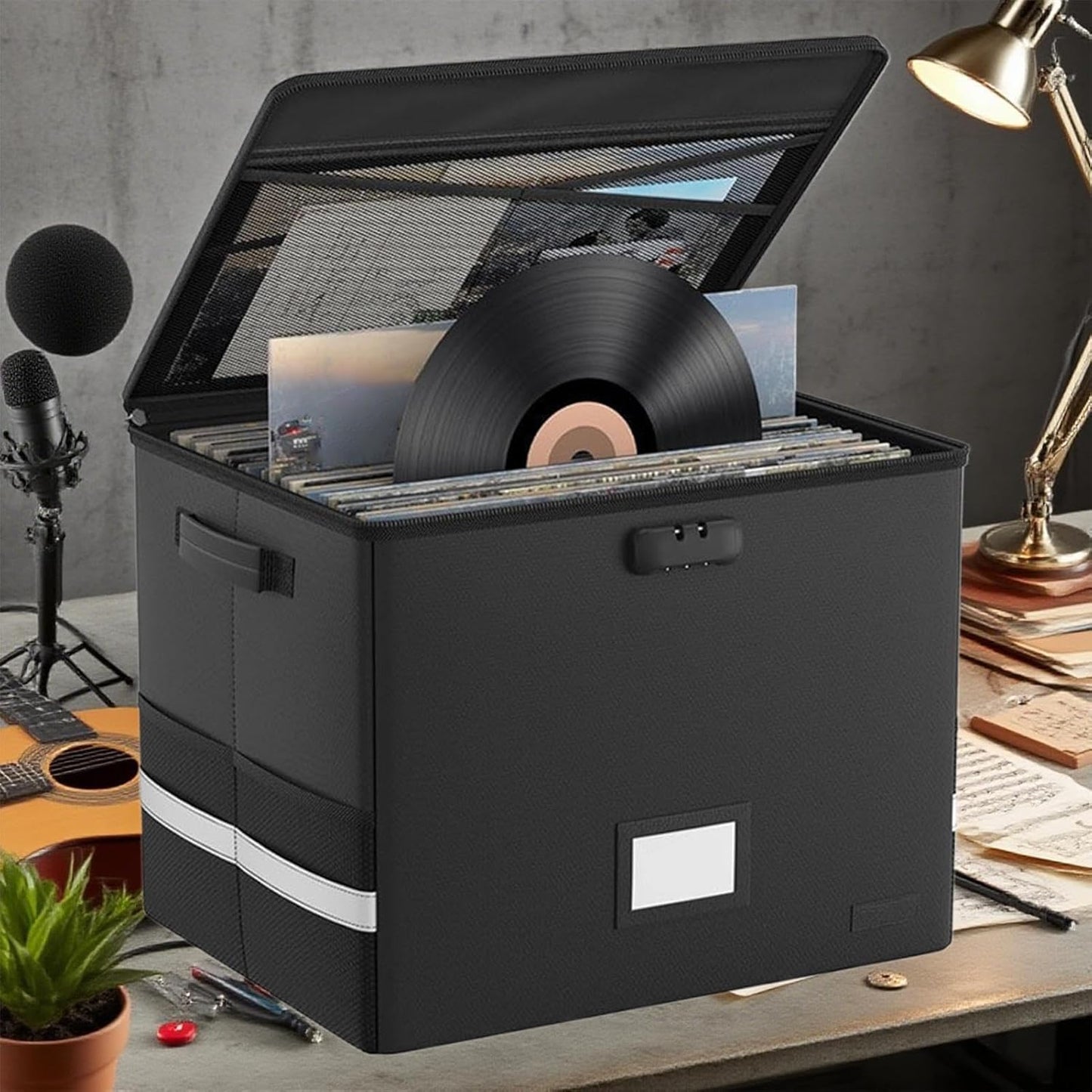 Fireproof storage case for vinyl records – waterproof organiser for 150+ 12-inch records – Arcion