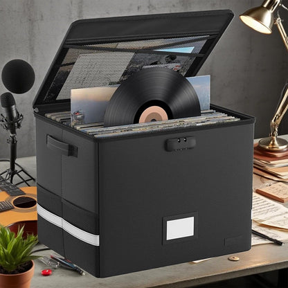 Fireproof storage case for vinyl records – waterproof organiser for 150+ 12-inch records – Arcion