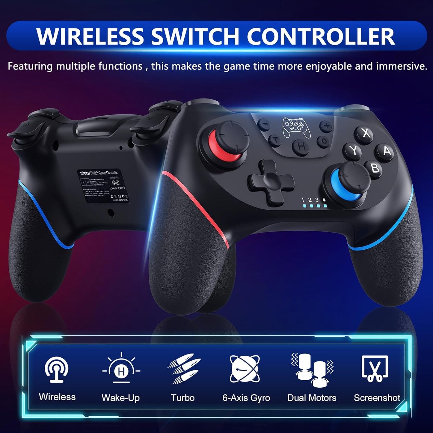 Wireless Switch controller with Hall-effect joysticks and turbo function – Nexora