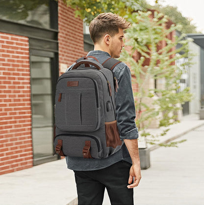 Anti-theft canvas laptop and travel rucksack with USB port – suitable for laptops up to 43.94 cm