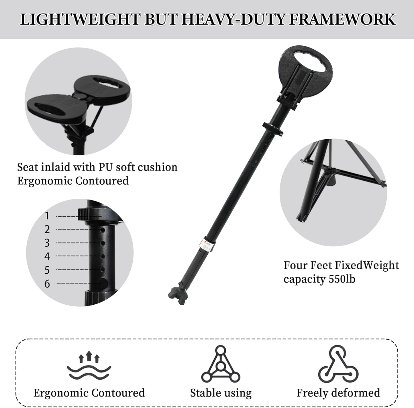 Folding walking stick with seat – StepMate