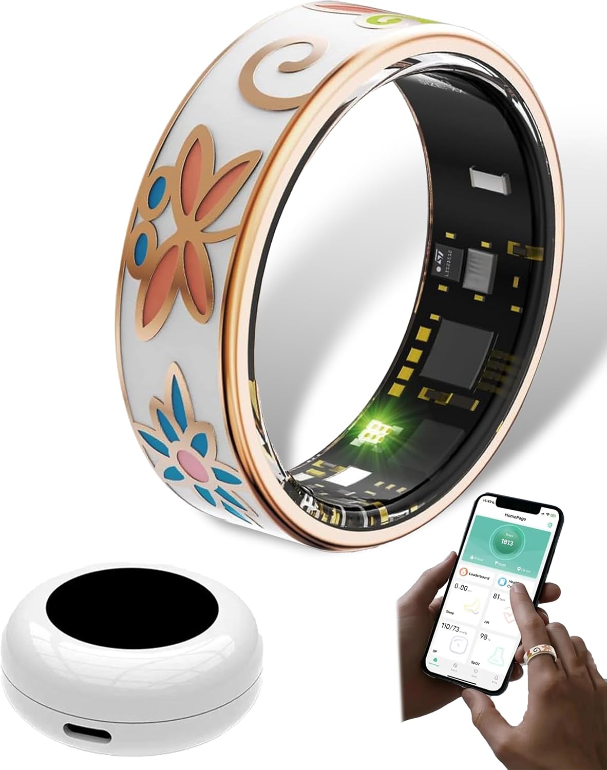 Smart Enamel Wellness Ring – Fitness and Sleep Tracker for iOS and Android – Aurina