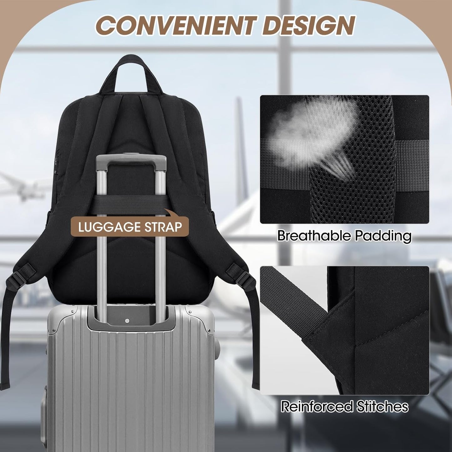 Lightweight 39.6 cm travel and school backpack