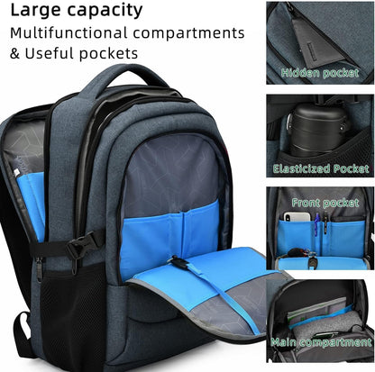 Water-resistant travel laptop backpack with USB charging port