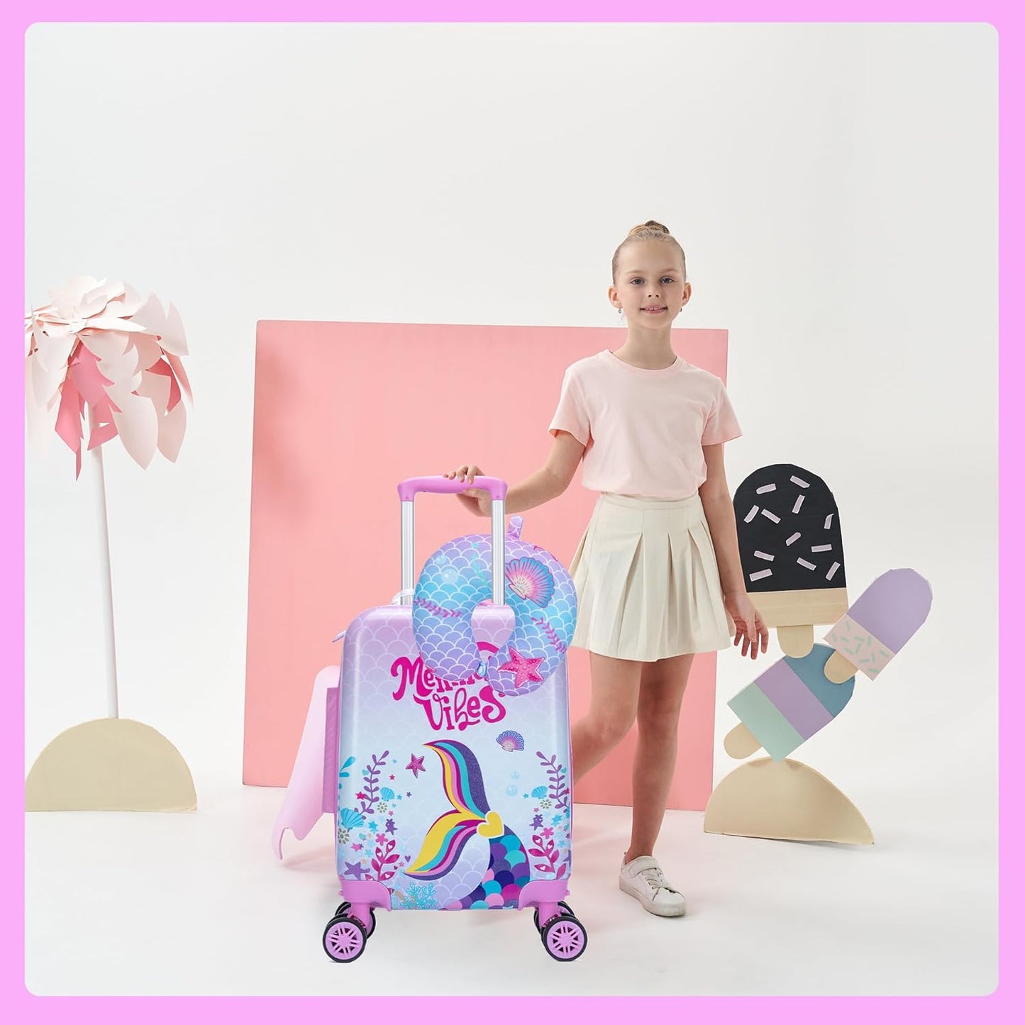 Kids' hard-shell cabin luggage set with spinner wheels – Game Day