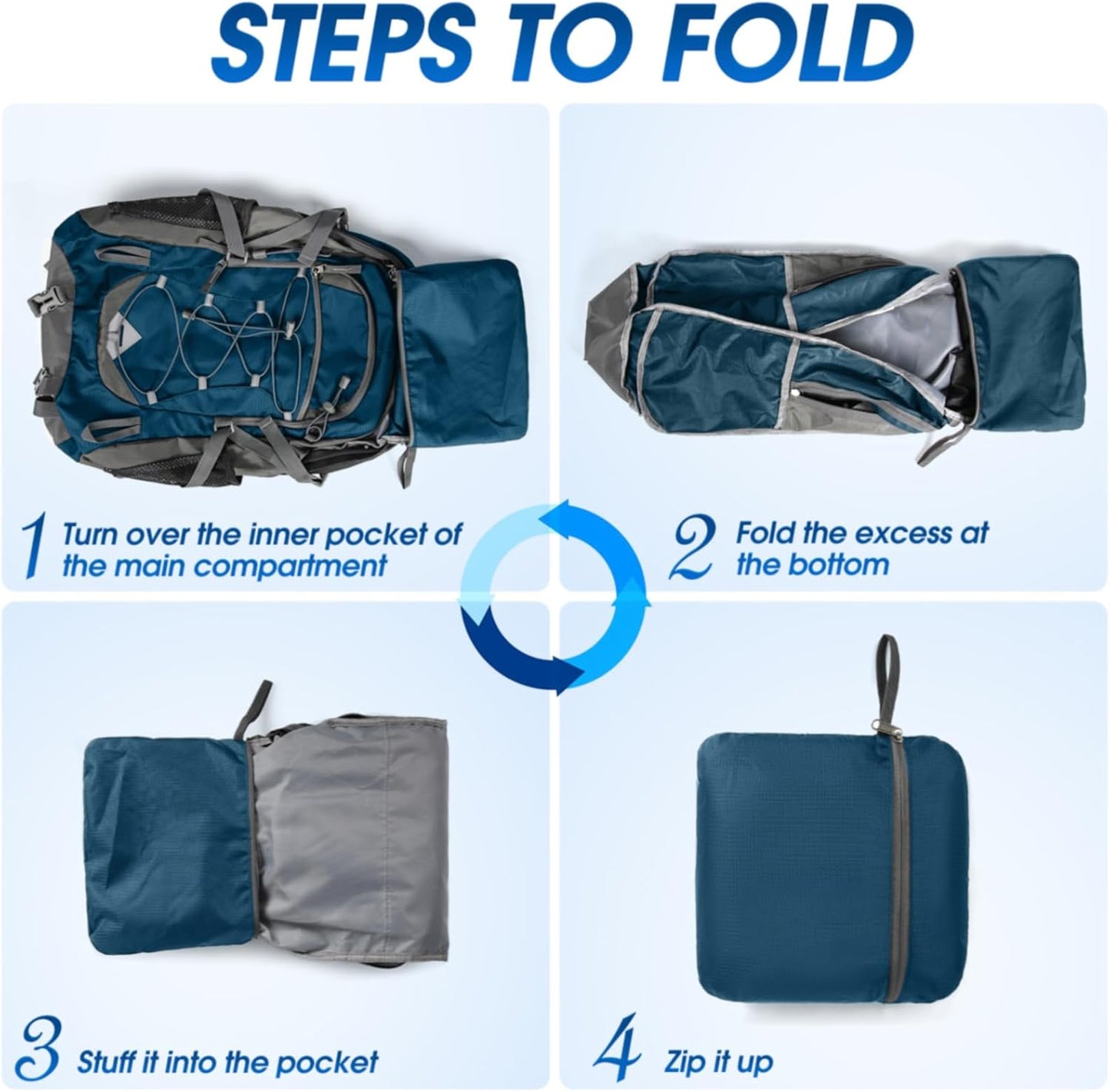 40L waterproof hiking and camping backpack – lightweight & foldable – 2 for the price of 1