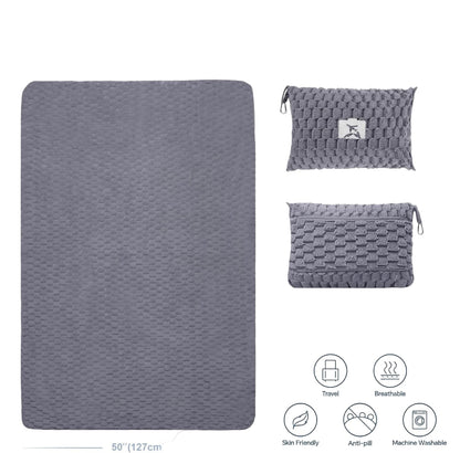 Packable Flannel Travel Blanket with Pillow Pocket and Suitcase Handle Slot – Trevora